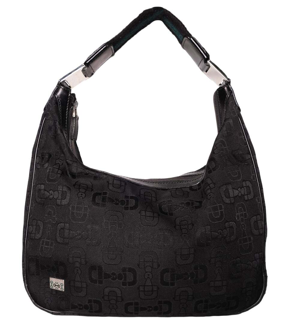 Gucci Black Horsebit Canvas Hobo Bag